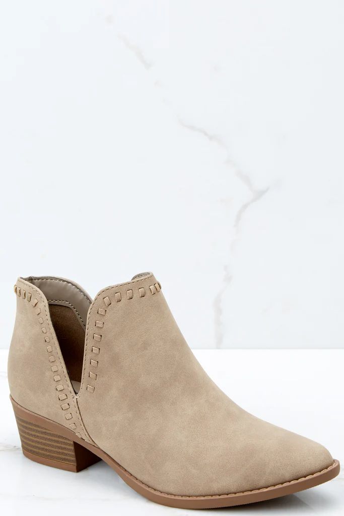 Too Quick Taupe Ankle Booties | Red Dress 