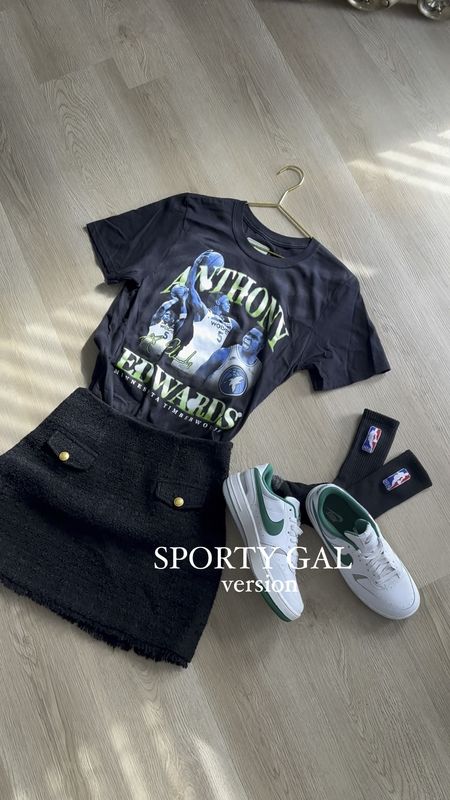 Sporty Chic 
Timberwolves Fashion 
NBA 
Minnesota Timberwolves 
Anthony Edwards 
Playoffs 
Nike Sneakers Tweed Skirt Game Day 

#LTKfitness #LTKstyletip #LTKshoecrush