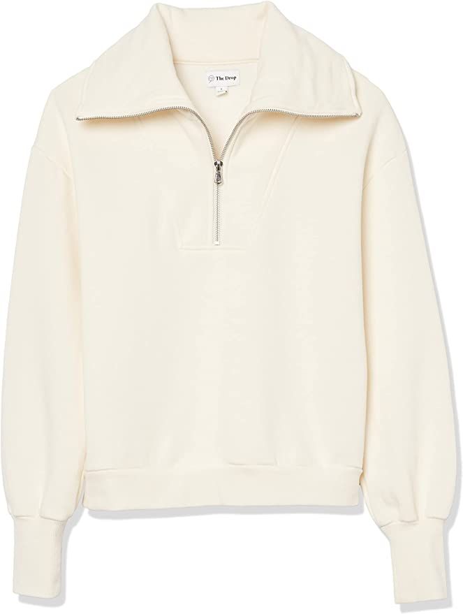 Amazon.com: The Drop Women's Hayley Half Zip Fleece Sweatshirt, Whisper White, XS : Clothing, Sho... | Amazon (US)