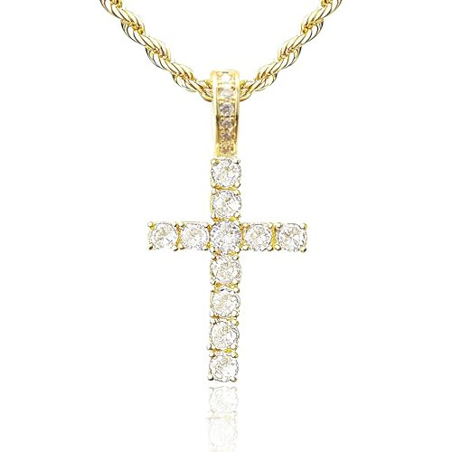 OOTDAY Cross Necklace for Women, 14K Gold Plated Cubic Zirconia Pendant Necklace, Gold Cross Necklaces, Diamond Cross Necklaces, Simple Cute Trendy Gold Faith Cross Jewelry Gifts for Women Men | Amazon (US)