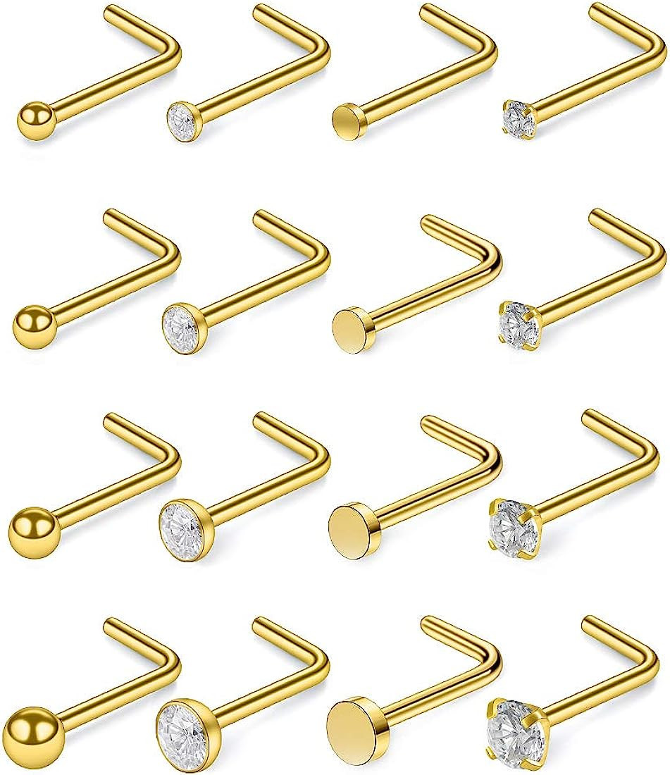 SCERRING 18G Stainless Steel L-Shaped Nose Stud Rings Tragus Lip Hoop Piercing Jewelry 1.5-3mm Cl... | Amazon (US)