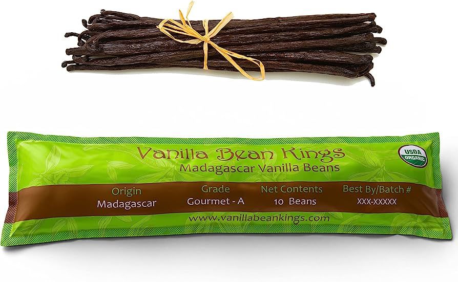 10 Organic Madagascar Vanilla Beans Whole Grade A Vanilla Pods for Vanilla Extract and Baking | Amazon (US)