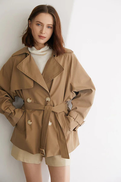 Aubert Burly Wood Belt Trench Coat | J.ING