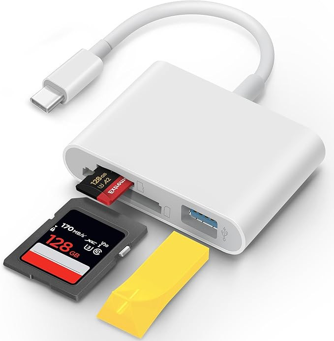 USB C SD Card Reader for iPhone 15 16 iPad Mac 3 in 1 USB-C Memory Trail Camera Card Adapter with... | Amazon (US)
