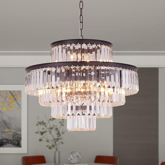 DSRJ HOME Oil Rubber Bronze Modern Crystal Chandelier 13 Lights Contemporary Chandeliers Light Fi... | Amazon (US)