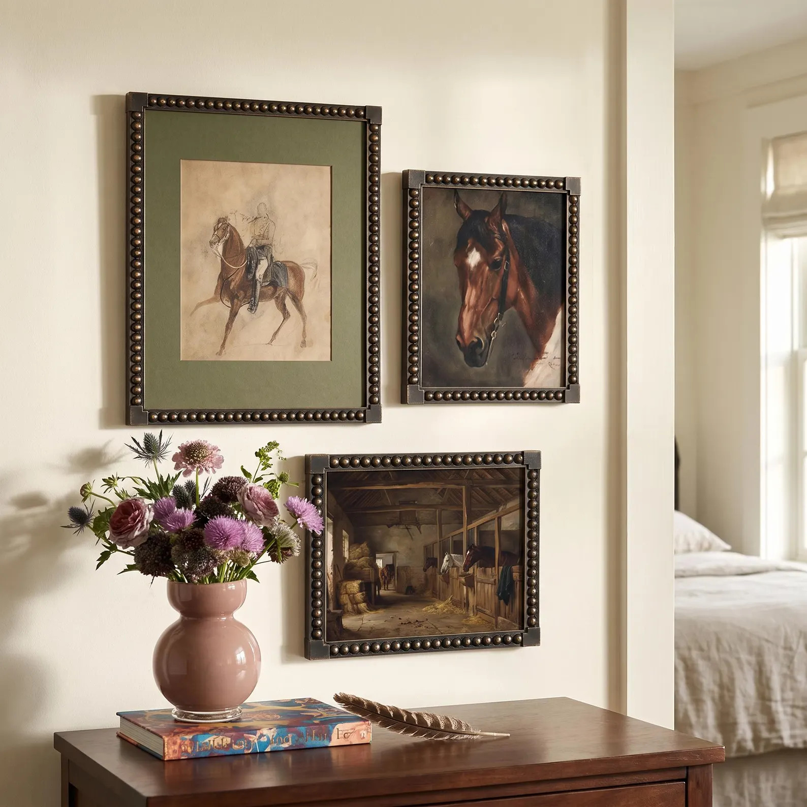 Vintage Horse Framed Gallery Wall Art Set, Antique Equestrian Painting Prints, 8x10 11x14 Beaded ... | Etsy (Global)