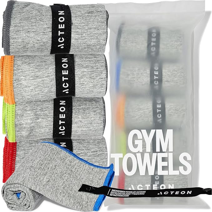 Acteon Microfiber Quick Dry Gym Towel, Silver ION Odor-Free Mega Absorbent Fiber (5-Pack), Fast D... | Amazon (US)