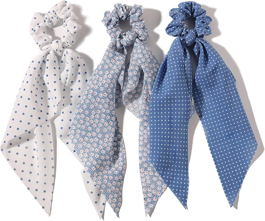LFOUVRE Elastic Hair Scrunchies and Ribbons - Knotted Bow Hair Ties, Scarf Scrunchies Ponytail Ho... | Amazon (US)