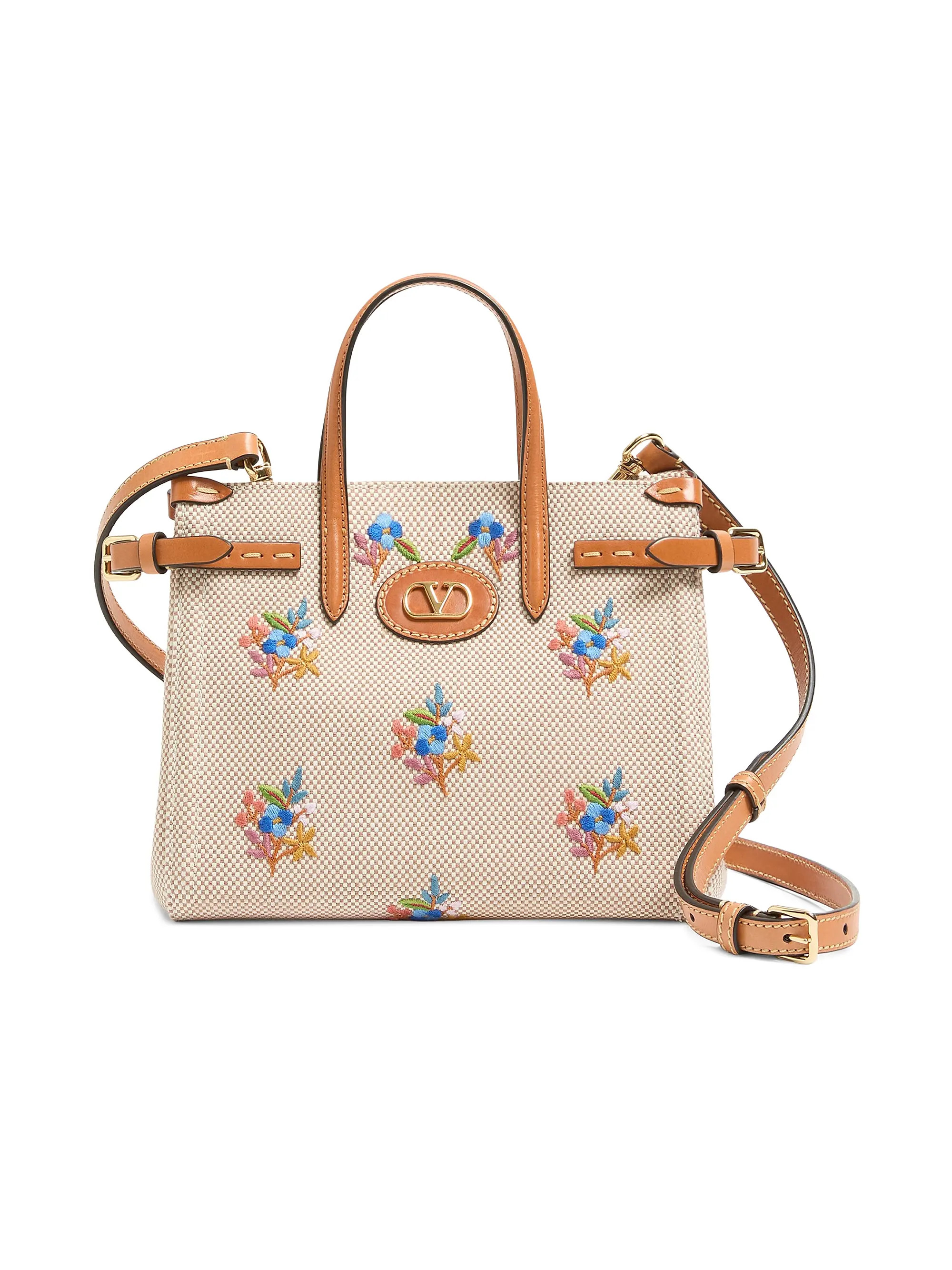 Valentino Garavani Antibes Small Canvas Shopping Bag with Embroidery | Saks Fifth Avenue | Saks Fifth Avenue
