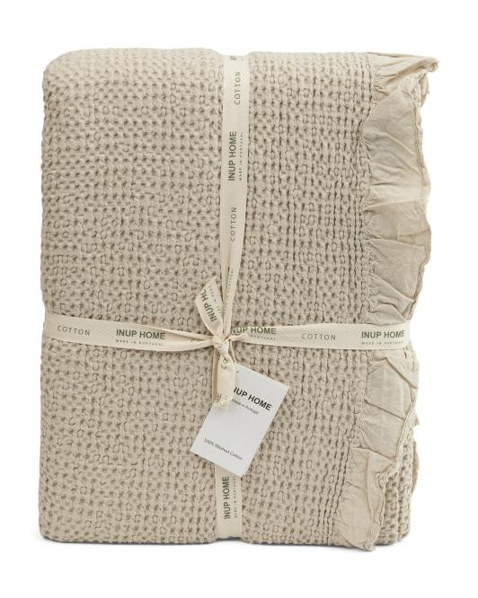 Made In Portugal Cotton Waffle Coverlet | TJ Maxx