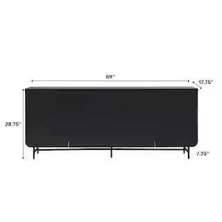 Walker Edison Furniture Company Black Wood and Metal 69 in. Modern Reeded 4-Door Sideboard HD9861... | The Home Depot