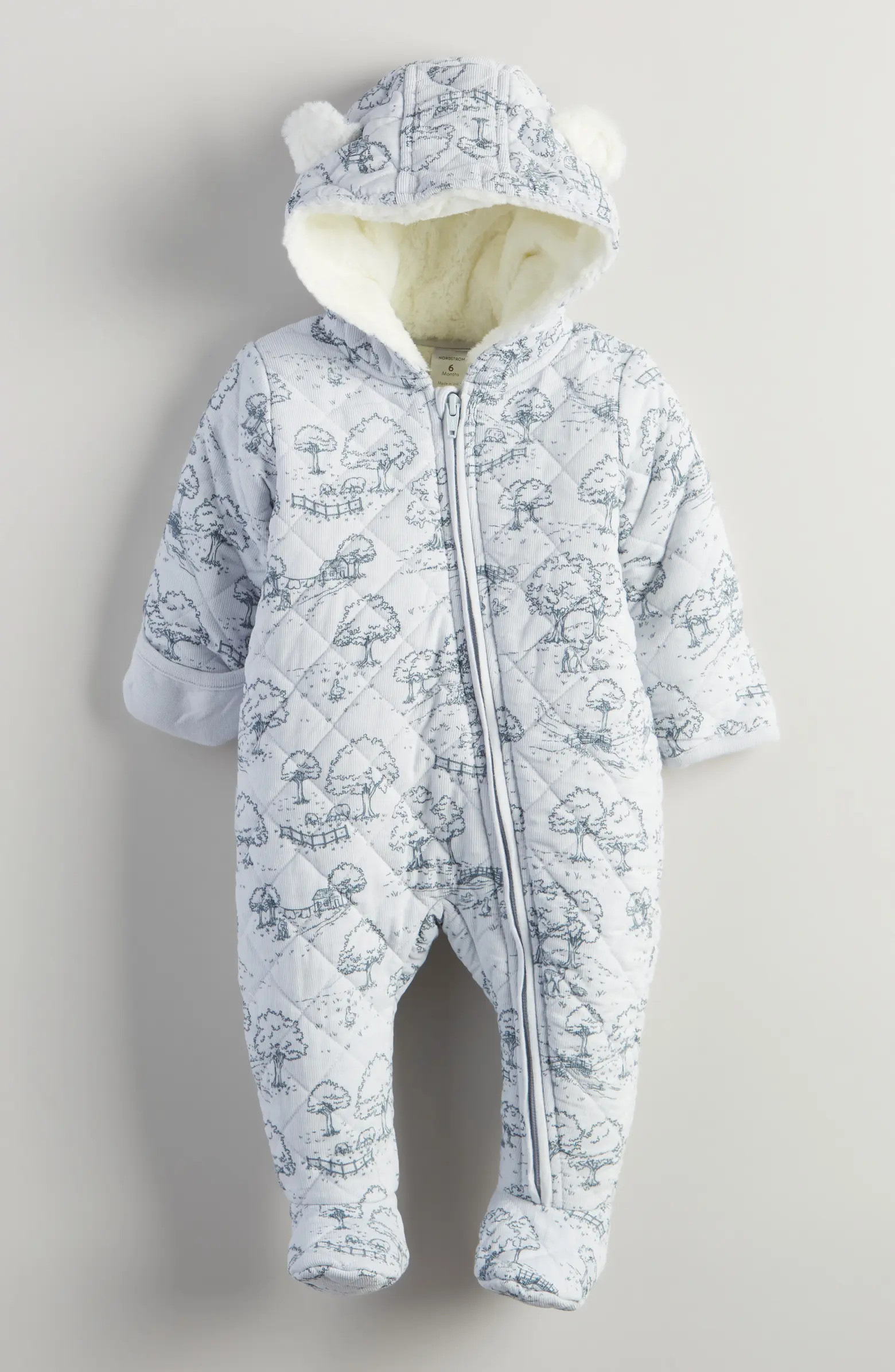 Nordstrom Ear Appliqué Quilted Faux Fur Lined Hooded Bunting | Nordstrom | Nordstrom