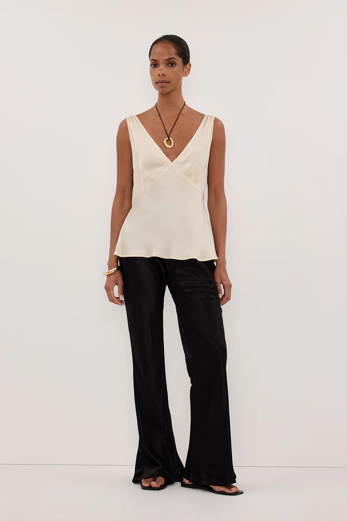 JORJA STRAW SLEEVELESS SILK TOP | DISSH