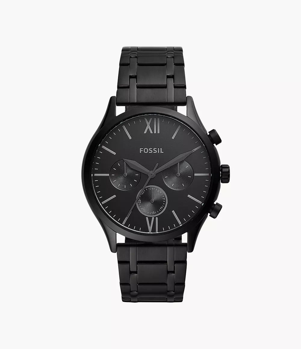 Fenmore Midsize Multifunction Black Stainless Steel Watch | Fossil (US)
