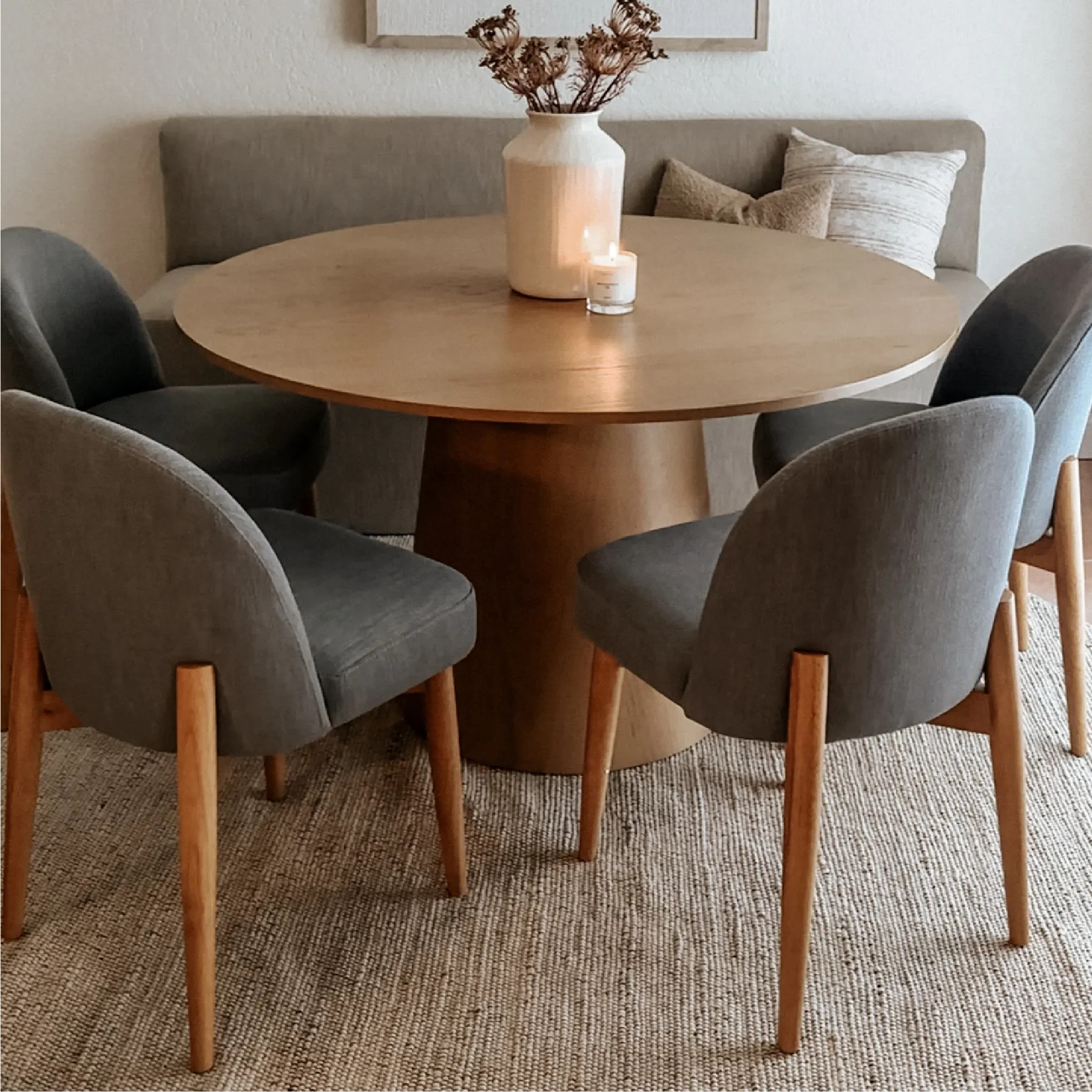 Havana Linen Upholstered Dining Chair with Solid Wood Legs (Set of 2) | Pop Maison