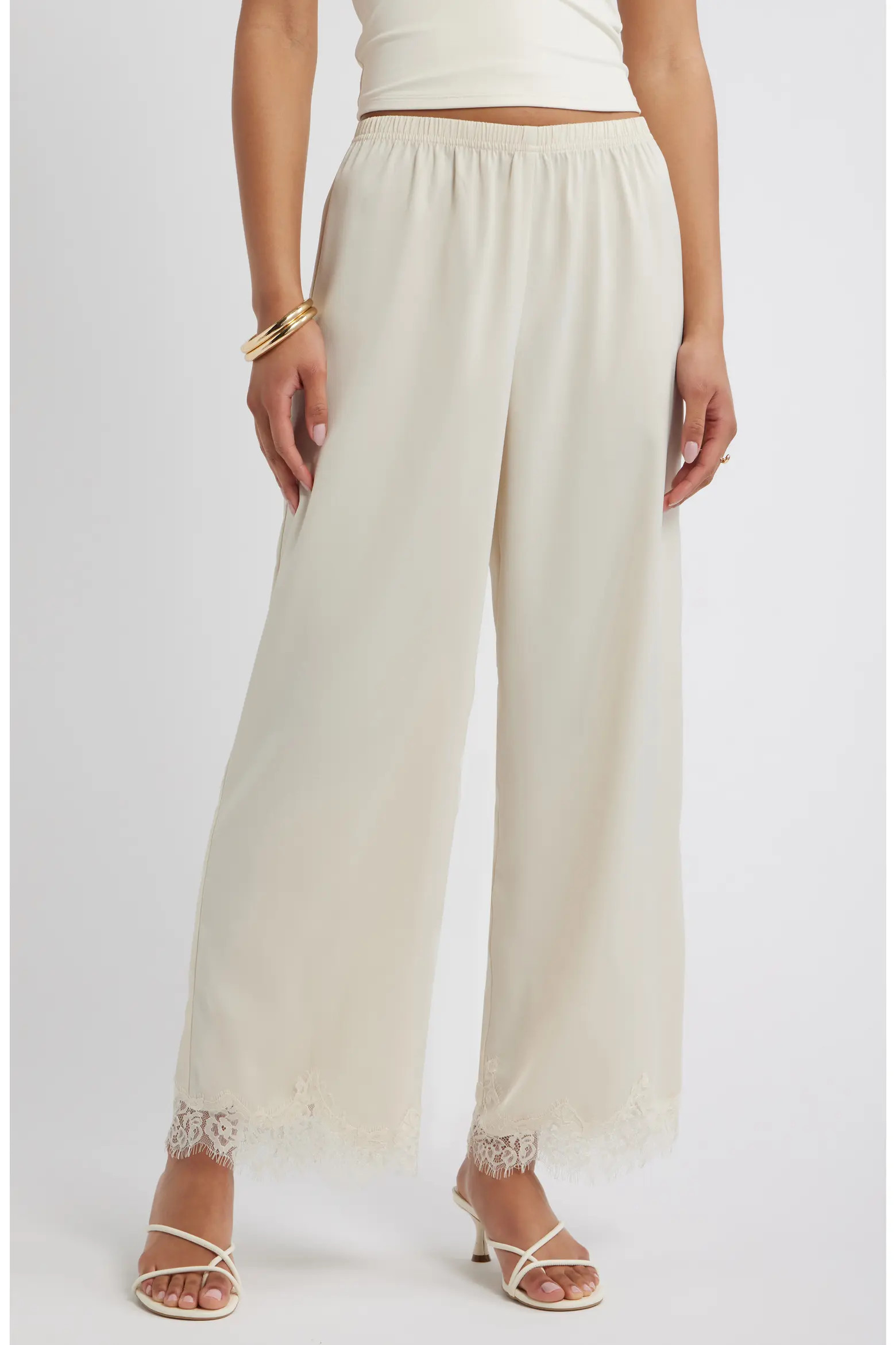 Lace Trim Satin Pants (Women) | Nordstrom | Nordstrom