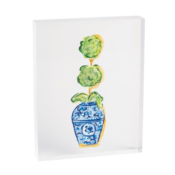 Mud Pie Topiary Acrylic Plaque in Green | Mud Pie