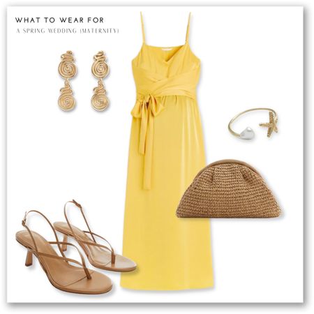 A maternity summer wedding guest outfit 🫶

Yellow midi dress, beige mango sandals, woven clutch bag, gold drop earrings, pearl ring, bump friendly style

#LTKbump #LTKwedding #LTKstyletip