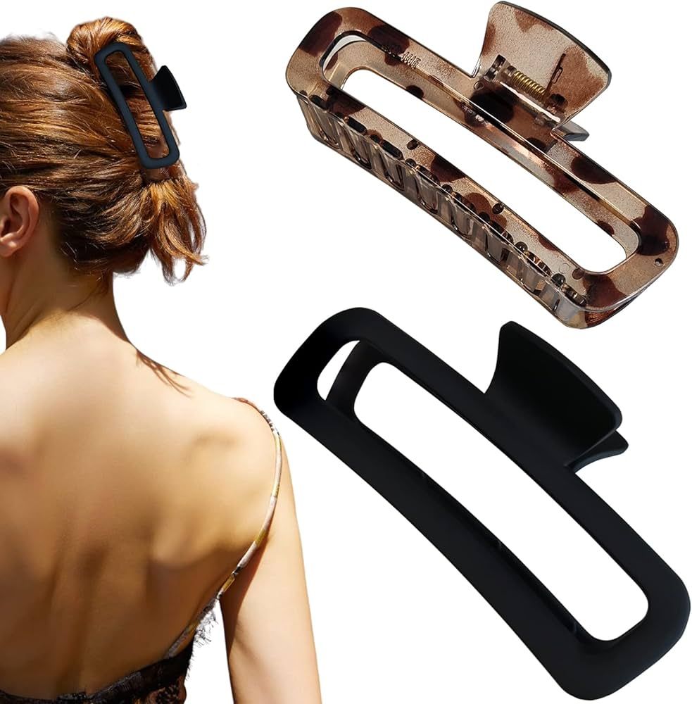 Hair Claw Clips 5 Inch Unbreakable Square Rectangle Clip Clamp Neutral Colors for Thick Curly Lon... | Amazon (US)
