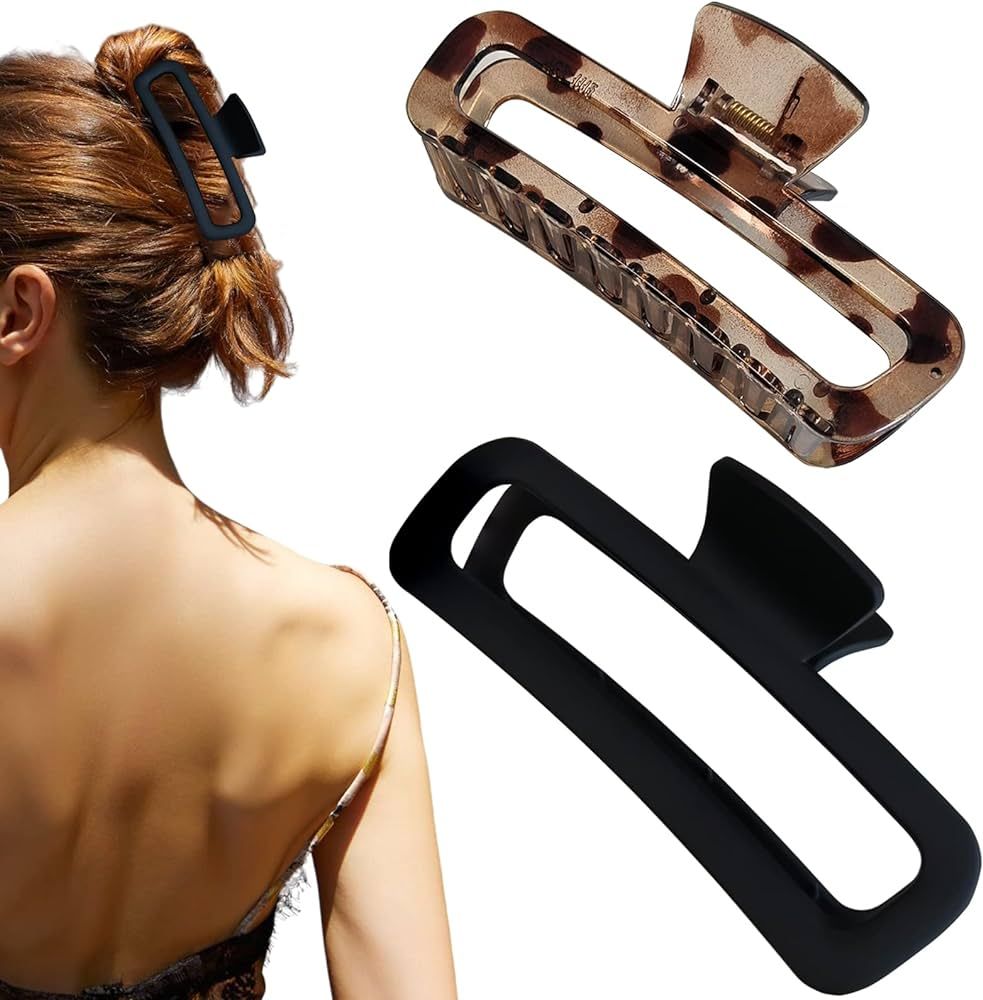 Hair Claw Clips 5 Inch Unbreakable Square Rectangle Clip Clamp Neutral Colors for Thick Curly Lon... | Amazon (US)