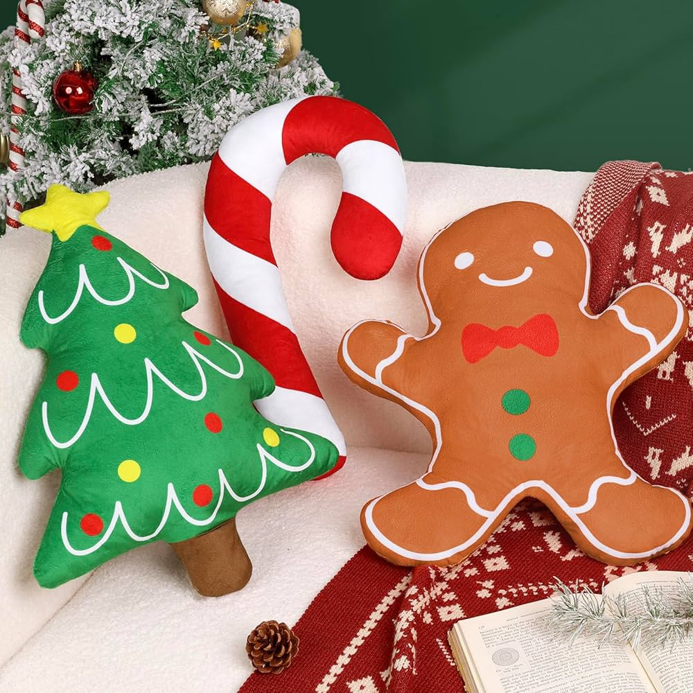 Percozzi Christmas Throw Pillow, Xmas Tree Decorative Throw Pillow, Cane Gingerbread Pillow, Thro... | Amazon (US)