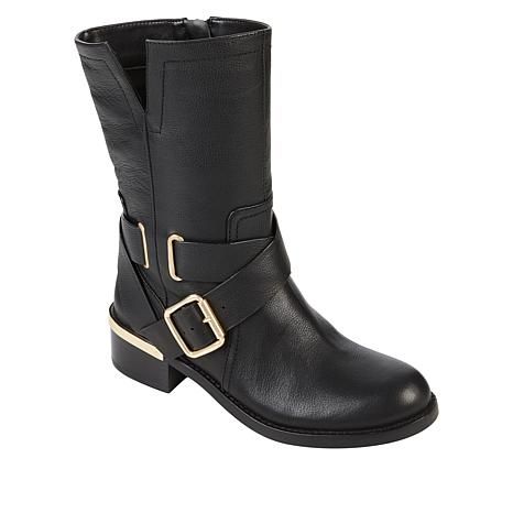 Vince Camuto Wethima Leather Moto Boot | HSN