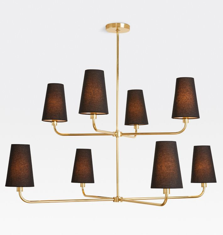 Ansel 46" 8-Light Double Tier Chandelier, Fabric Shades | Rejuvenation