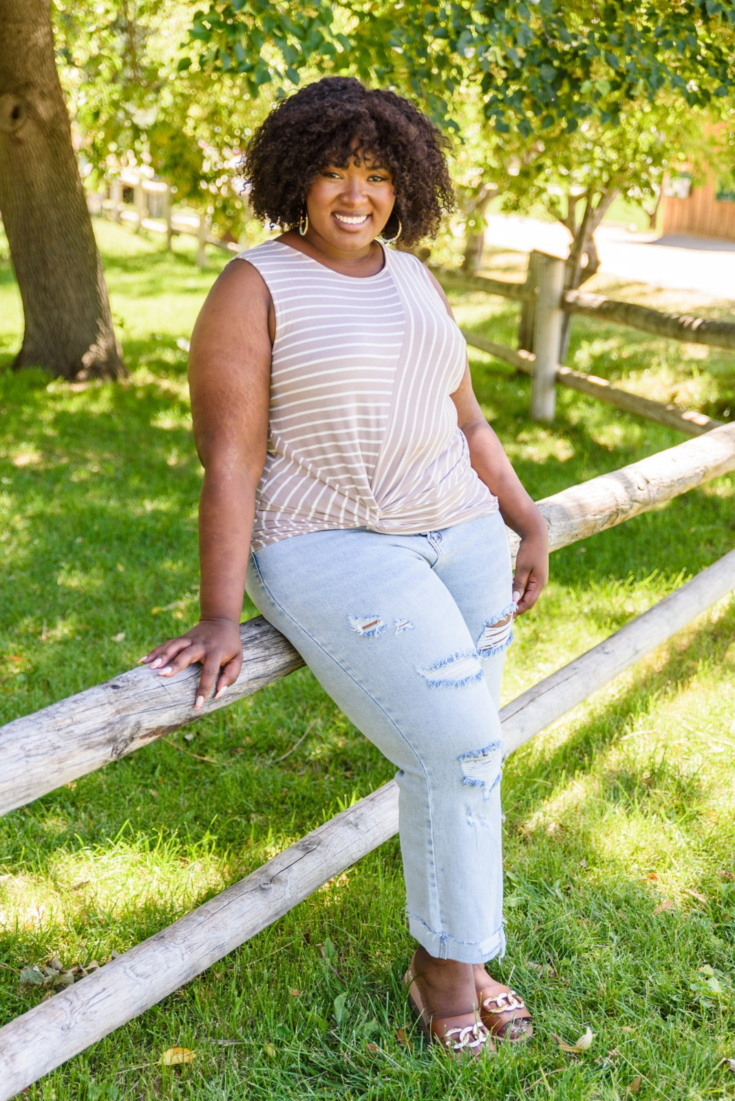 Ella Striped Tank | Peppered with leopard