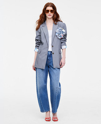 Women's Flower Pin Pinstripe Blazer, Macy's Exclusive-Molly Rogers Capsule Collection - Macy's | Macy's