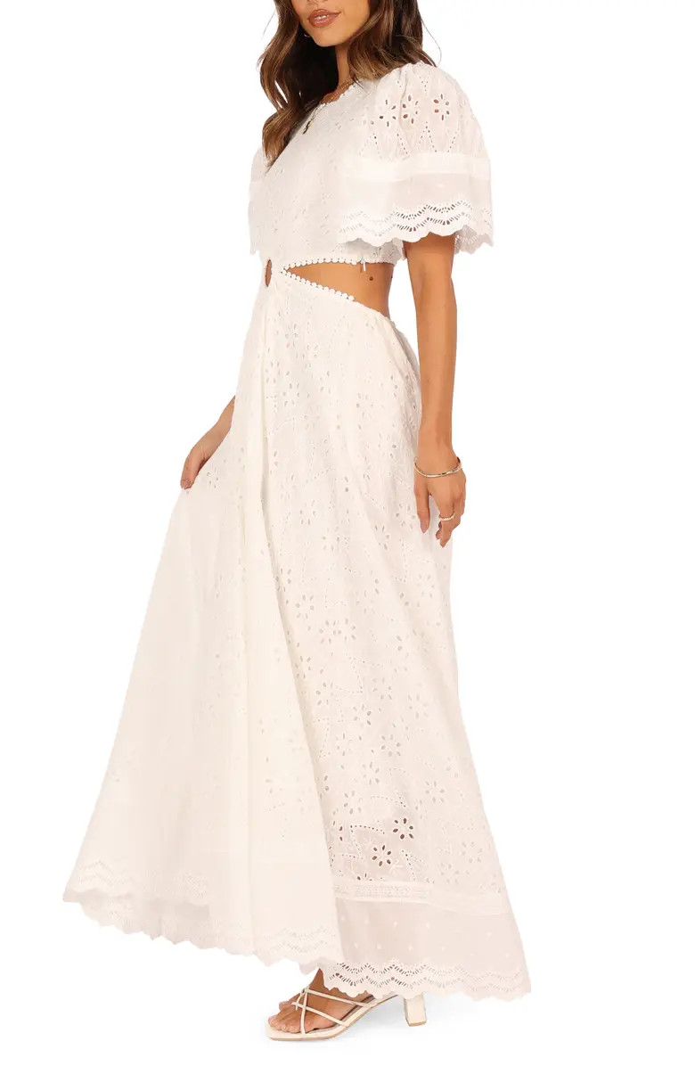Merletto Short Sleeve Cutout Eyelet Maxi Dress | Nordstrom