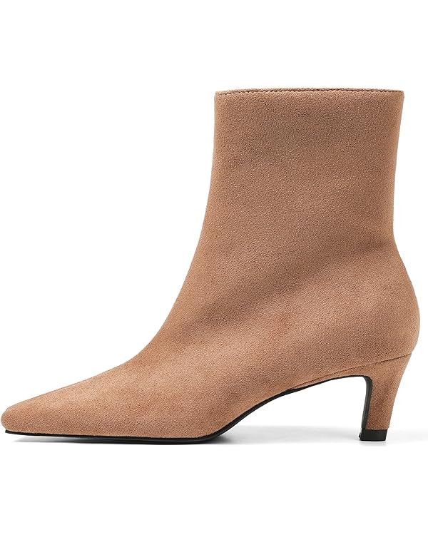 Mattiventon Fall Boots for Women Square Toe Kitten Heels Faux Suede Short Low Heel Dressy Ankle B... | Amazon (US)