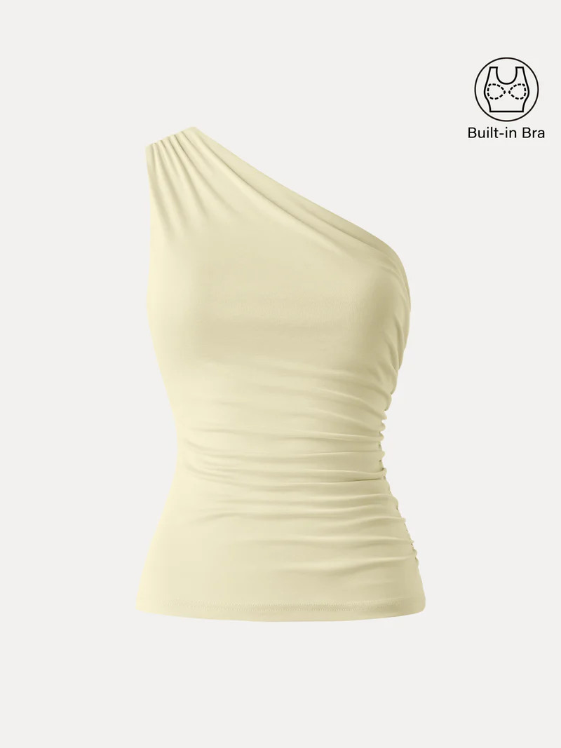 Sandwashed One Shoulder Ruched Bra Tank | OGLmove