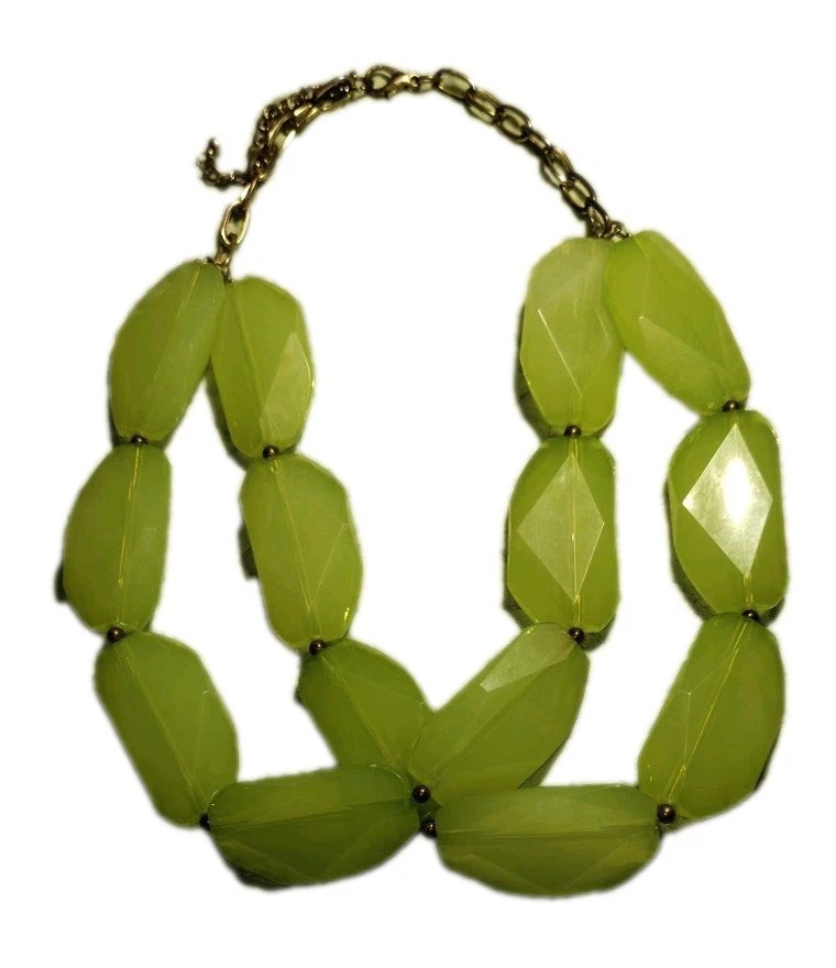 Vintage Chunky Chartreuse Lucite Necklace Retro Statement  80 90s Double Strand | eBay | eBay US