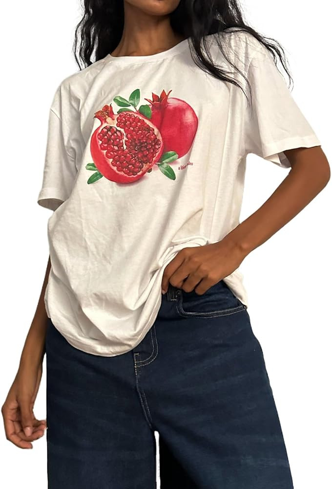 Womens Oversized Baggy Loose Fit Graphic Short Sleeve Teen Girls Preppy T Shirts Y2k Going Out To... | Amazon (US)