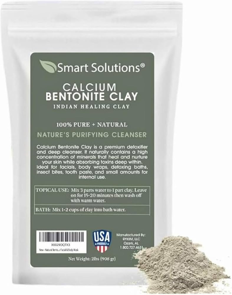 SMART SOLUTIONS Calcium Bentonite Clay, 2 lb Pure Indian Healing Clay - All Natural for External ... | Amazon (US)