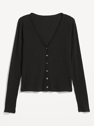 Button-Front Rib-Knit Top for Women | Old Navy (US)