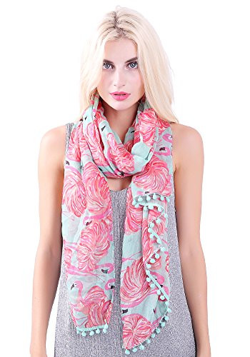 MissShorthair Flamingo Print Scarf with Tassels for Women | Amazon (US)