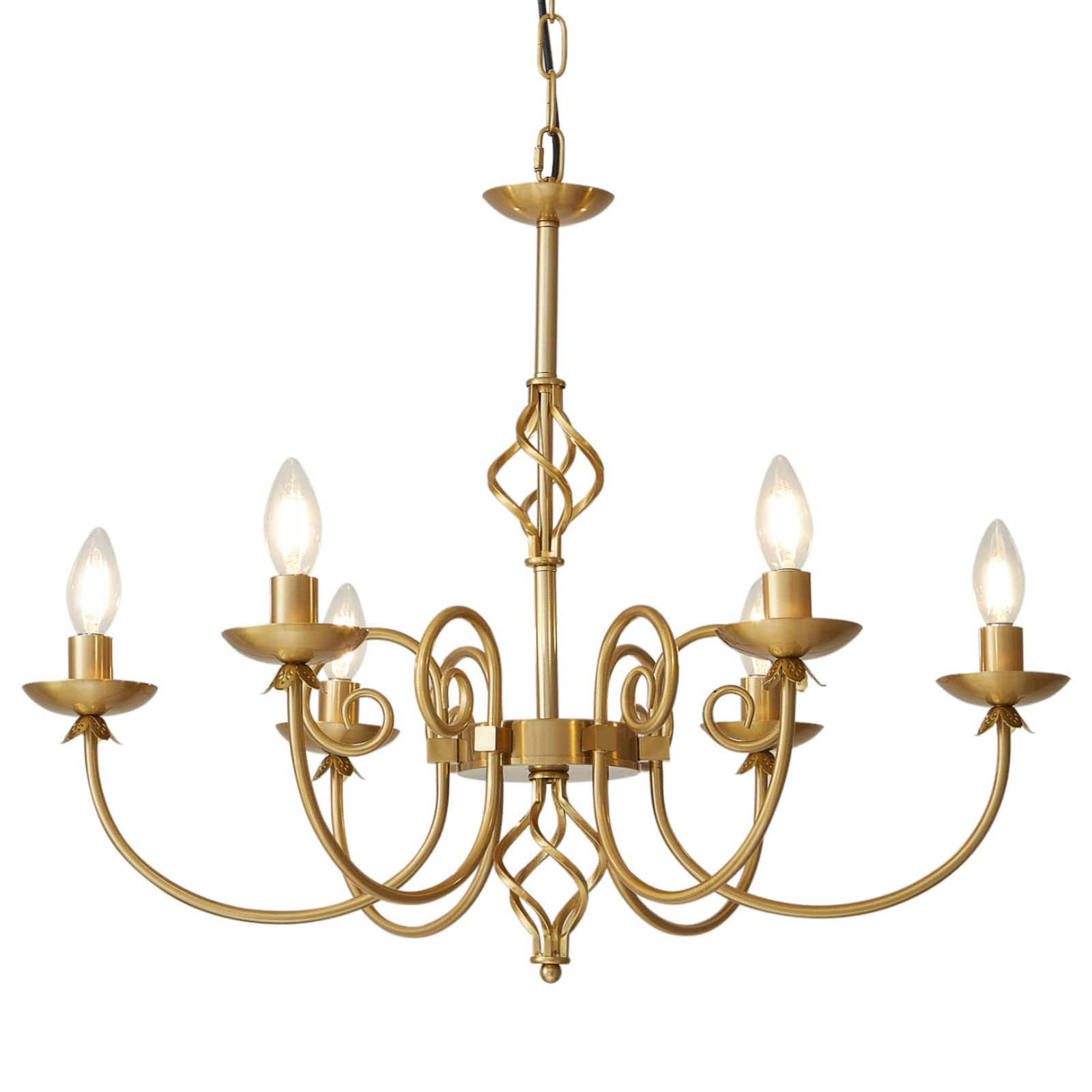 Modern Gold Chandelier for Dining Room 6 Lights Candle Chandelier Light Fixtures 26" Hanging Pend... | Amazon (US)