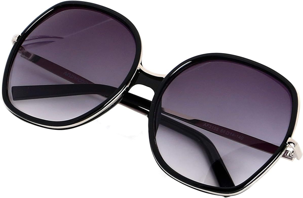 ANDWOOD Oversized Sunglasses Big Large Women Square Wide Black Brown Retro Trendy Pink | Amazon (US)