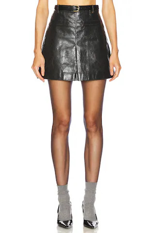 self-portrait Leather Mini Skirt in Black from Revolve.com | Revolve Clothing (Global)