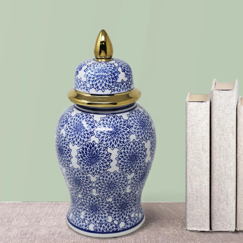 Dahlia Flower Texture Ceramic Temple Storage Jar | Wayfair North America
