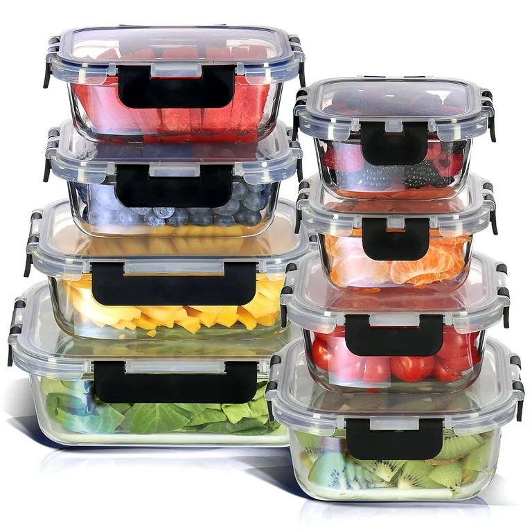 Lammaloe 16 Piece Glass Storage Containers with Lids Airtight, Leakproof, Glass Meal Prep Contain... | Walmart (US)