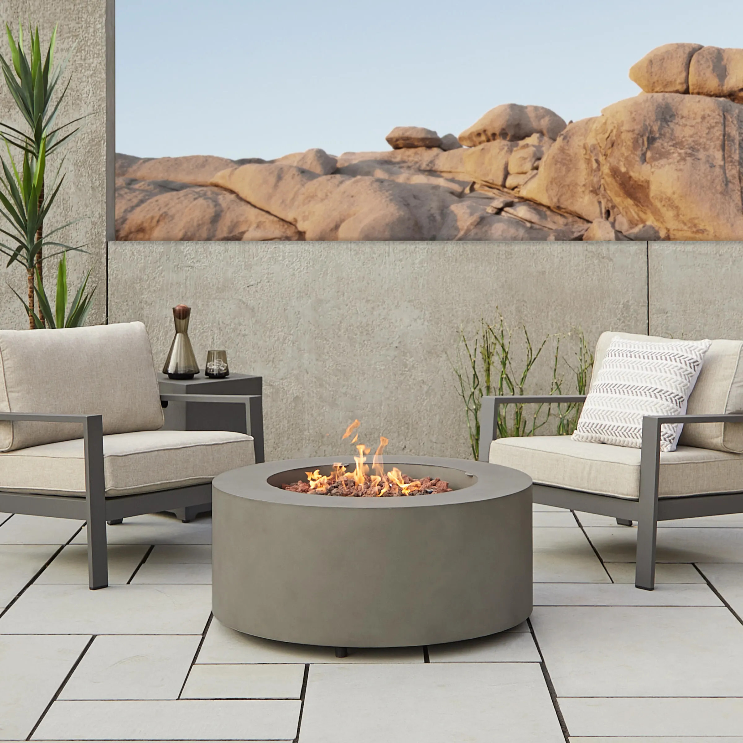 Real Flame Aegean Outdoor Round Fire Pit Table | Ashley | Ashley