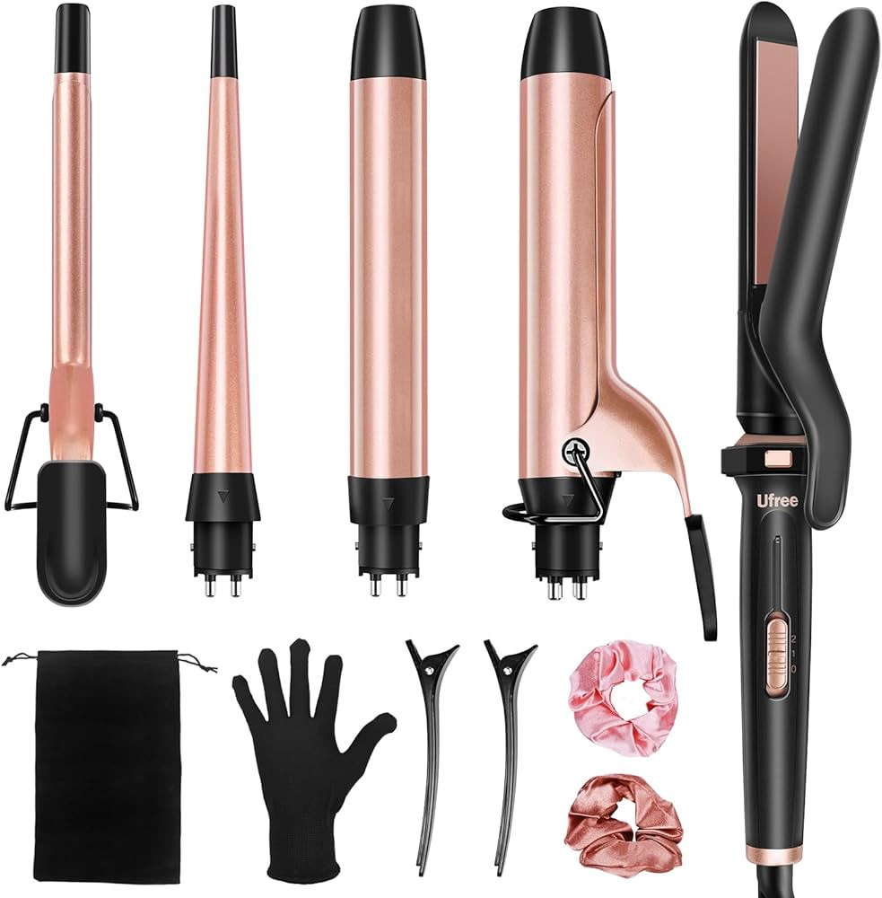 Ufree 5 in 1 Curling Iron with Interchangeable Ceramic Barrels (0.35"-1.25"), Curling Wand Set wi... | Amazon (US)