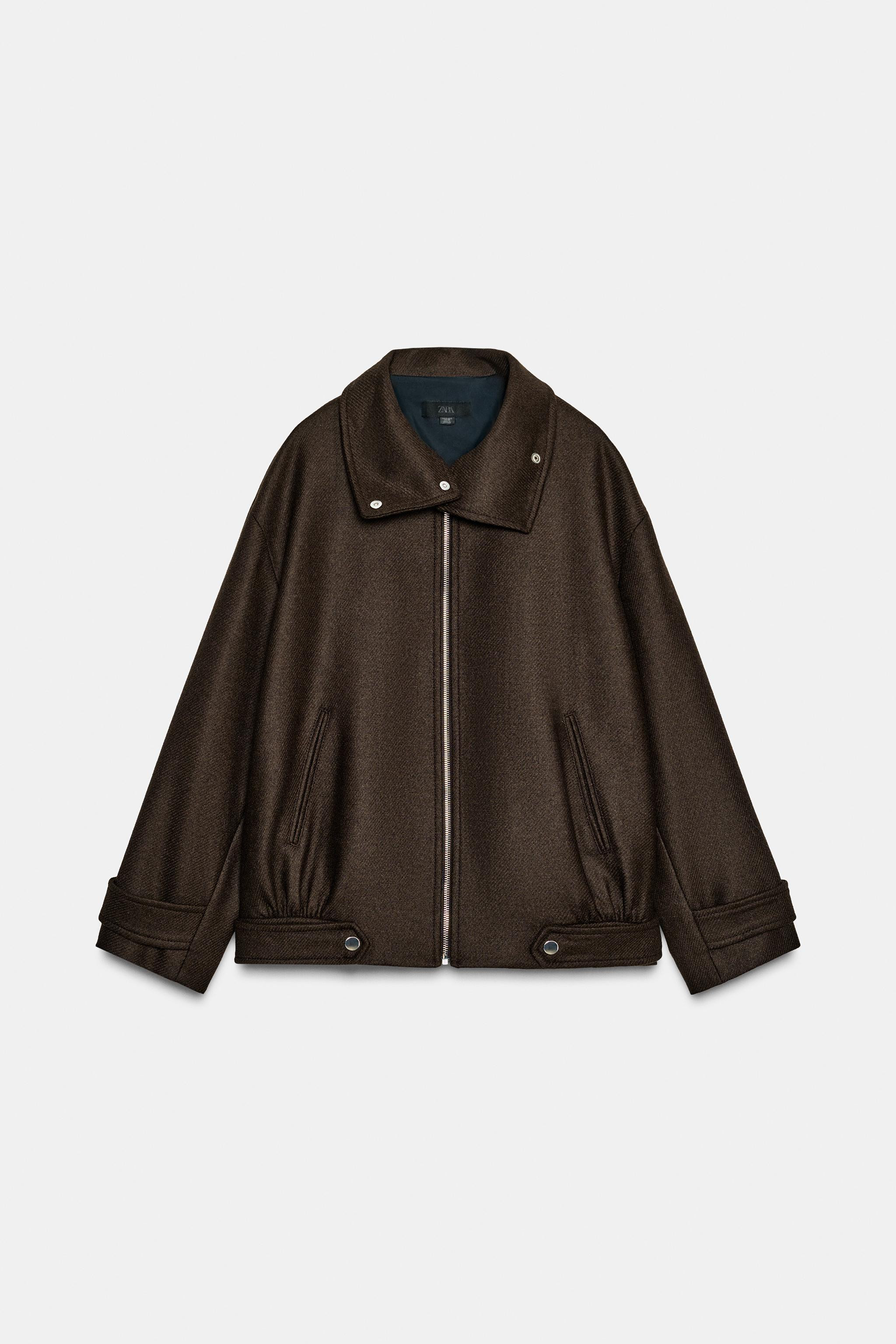 WOOL BLEND HIGH-NECK BOMBER JACKET | Zara US