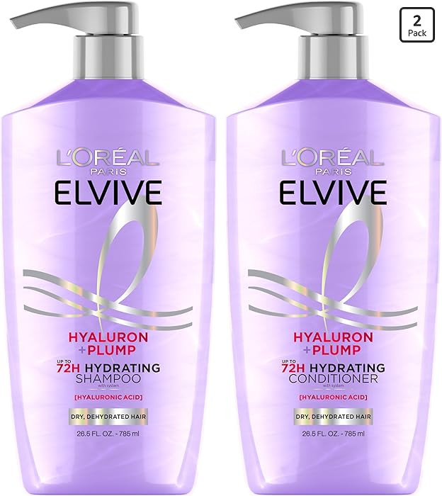 L'Oreal Paris Elvive Hyaluron Plump Champ\u00fa y acondicionador para cabello deshidratado y seco... | Amazon (US)