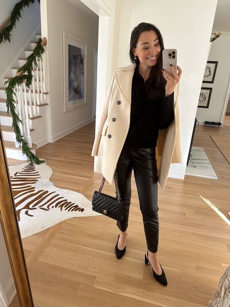Kat Jamieson wears a Marni coat (old, similar below), faux leather pants, Chanel slingbacks and a cashmere sweater. Fall outfit, winter outfit, workwear, classic style. 

#LTKSeasonal #LTKshoecrush #LTKworkwear