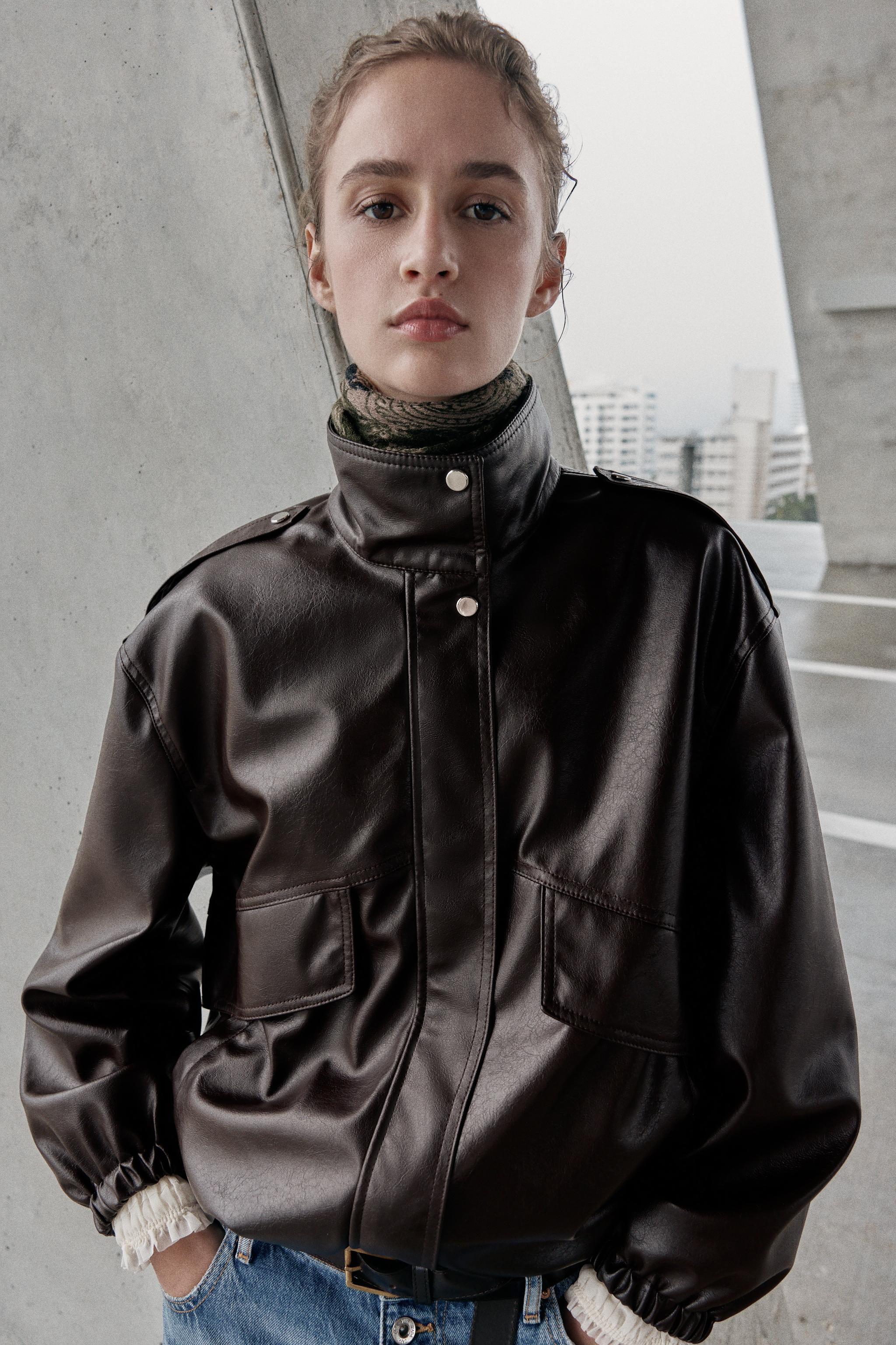 FAUX LEATHER BOMBER JACKET | Zara US