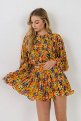 Floral Pleated Blouson Crop Top | OBJECTRARE