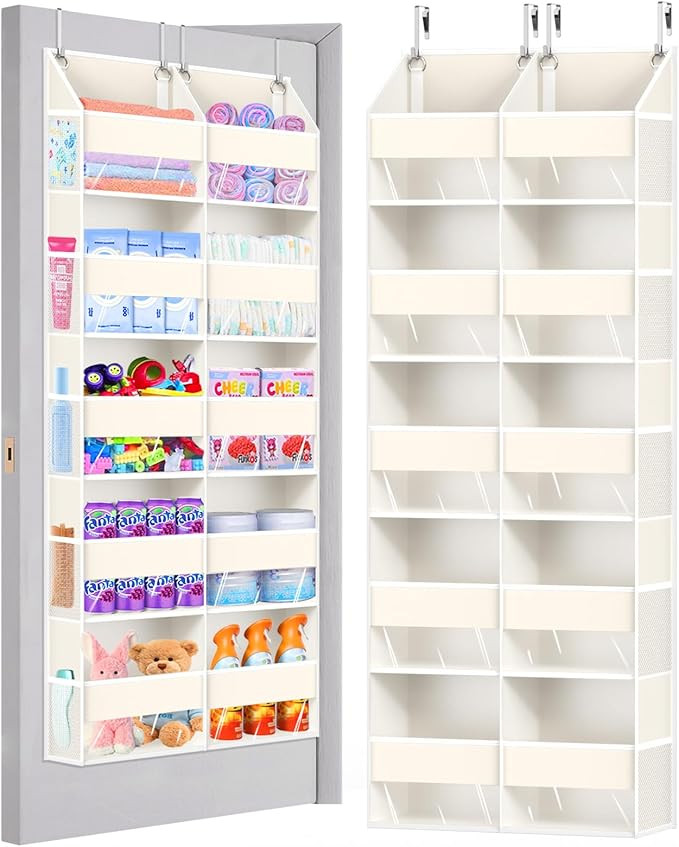 Heavy Duty Over The Door Organizer 5 Tiers, Extra Large Behind Door Storage of 10 Big Front & 10 ... | Amazon (US)